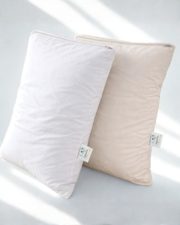 Perne - Pernă Lână Merino 100% | 50x70 cm Fermitate ridicata 900 g | Dos din Bumbac, cu Fermoar, Crem
