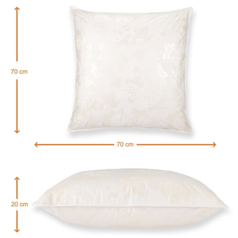 Perna cu Puf și Pană de Gâscă, 70*70, Alb cu trandafiri Argintii [2]