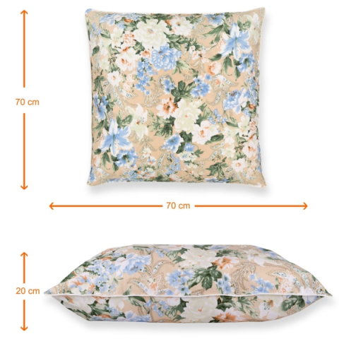 Perna cu Puf și Pană de Gâscă, 70*70, Flori Crem [1]
