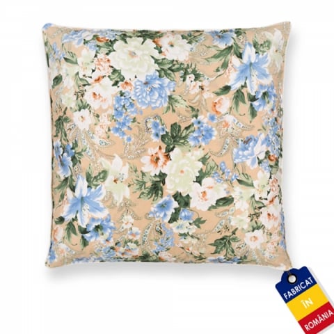 Produse pentru Casă - Perna cu Puf și Pană de Gâscă, 70*70, Flori Crem