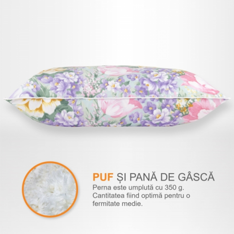 Perne cu Puf și Pană de Gâscă, 70*70, Flori Mov [0]