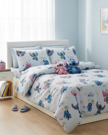 Piese de lenjerie / Lenjerie personalizată - Piese lenjerie de pat pentru copii| bumbac ranforce 100%| Stitch fundal bleu