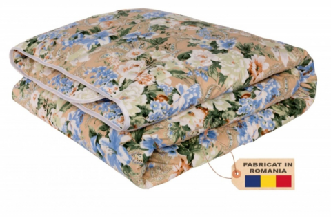 Pilote - Pilotă cu  Puf și Pană de Gâscă, Flori Crem