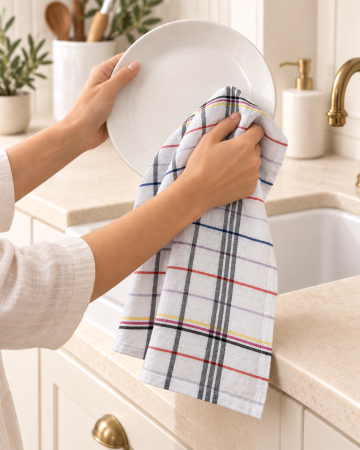 Prosoape bucătărie - Prosop de bucatarie super absorbant din bumbac 100% cu carouri