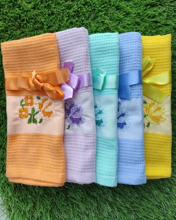 Produse pentru Casă - Prosop de bucătărie din bumbac, cu broderie tradițională, 45×70 cm, diverse culori