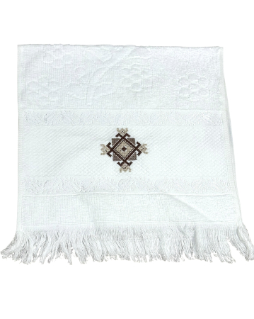 Prosoape pentru baie - Prosop față alb, 30/50 cm, brodat, model tradițional
