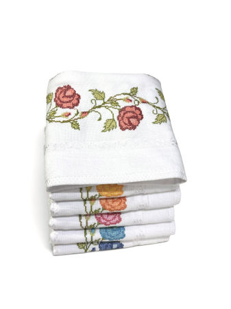 Prosoape - Prosop față brodat 50x90 cm|bumbac 100%| frotir absorbant|Bujor