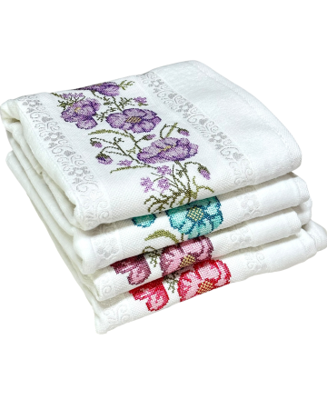 Prosoape - Prosop față brodat 50x90 cm|bumbac 100%| frotir absorbant| Gerbere