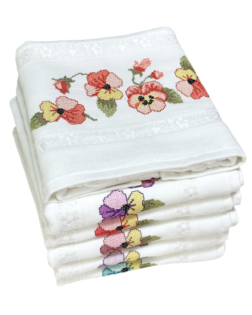 Prosoape pentru baie - Prosop față brodat 50x90 cm|bumbac 100%| frotir absorbant| Panseluțe