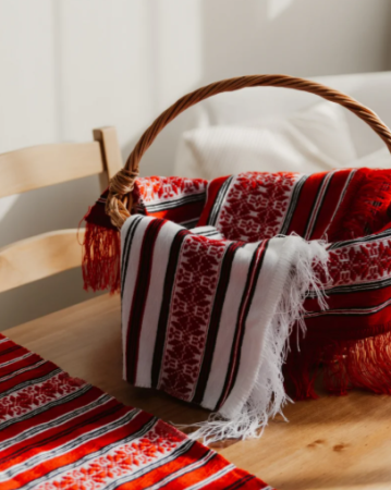 Prosoape - Prosop tradițional românesc, Alb cu Roșu si negru