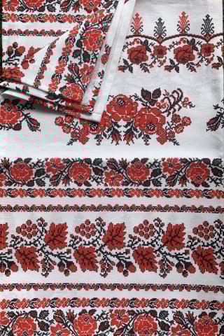 Produse pentru Casă - Set 3 prosoape de bucătărie cu model tradițional - Trandafiri Roșii