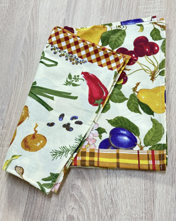 Prosoape bucătărie - Set 4 prosoape de bucatarie 33/50 cm, bumbac 100%, fructe si legume