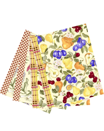 Prosoape bucătărie - Set 4 prosoape de bucatarie 33/50 cm, bumbac 100%, fructe si legume