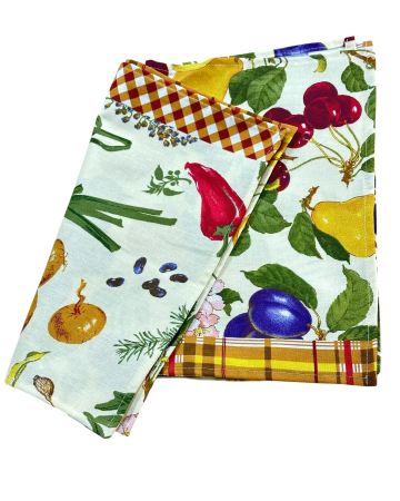 Prosoape bucătărie - Set 4 prosoape de bucatarie 33/50 cm, bumbac 100%, fructe si legume