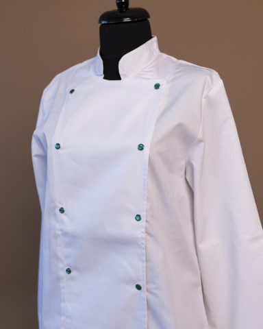 Uniforme HoReCa - Tunică de bucătar cu manșetă pentru femei, Alb