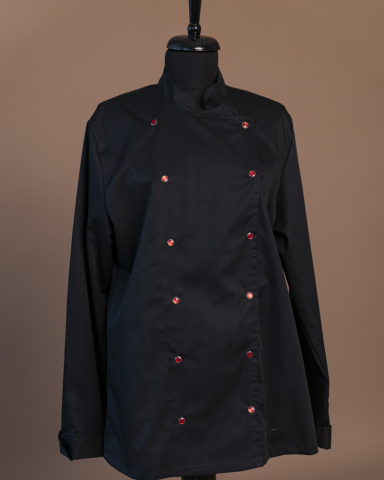 Uniforme HoReCa - Tunică de bucătar cu manșetă pentru femei, Negru