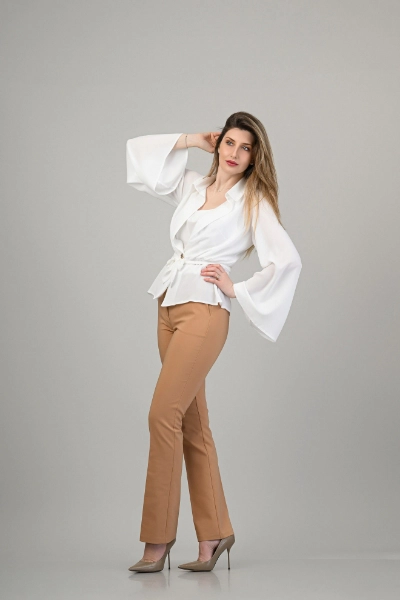 Camasa eleganta cu guler  ,maneci bufante si top cu bretele [4]