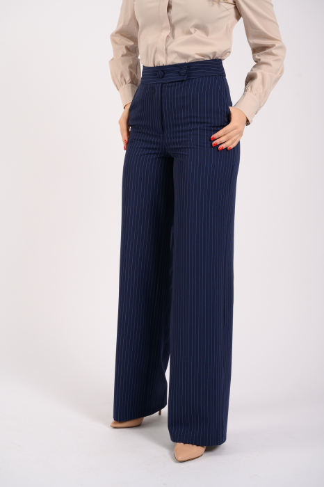 Costum dama cu dungi fine -sacou elegant si pantaloni largi [2]