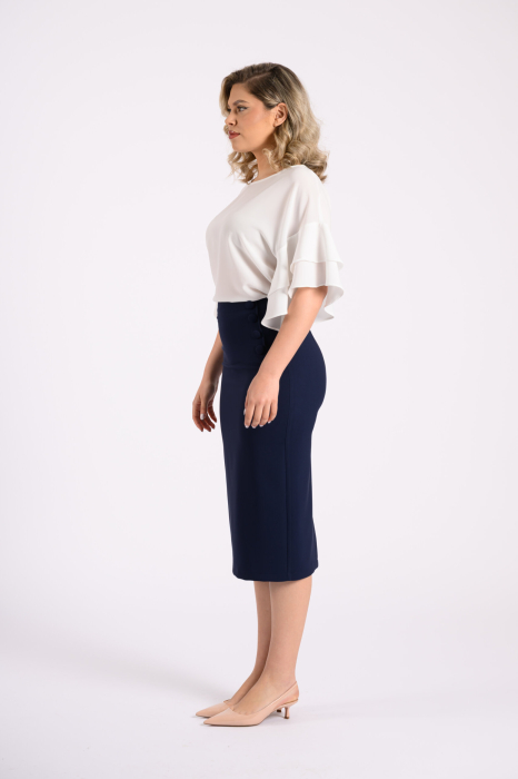 Fusta midie conica cu nasturi model elegant office [4]