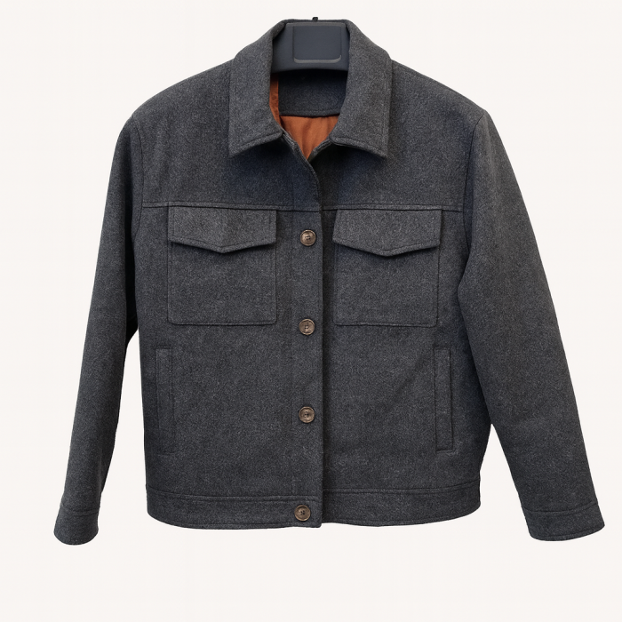 Jacheta barbateasca din stofa groasa gri-model versatil cazual [3]