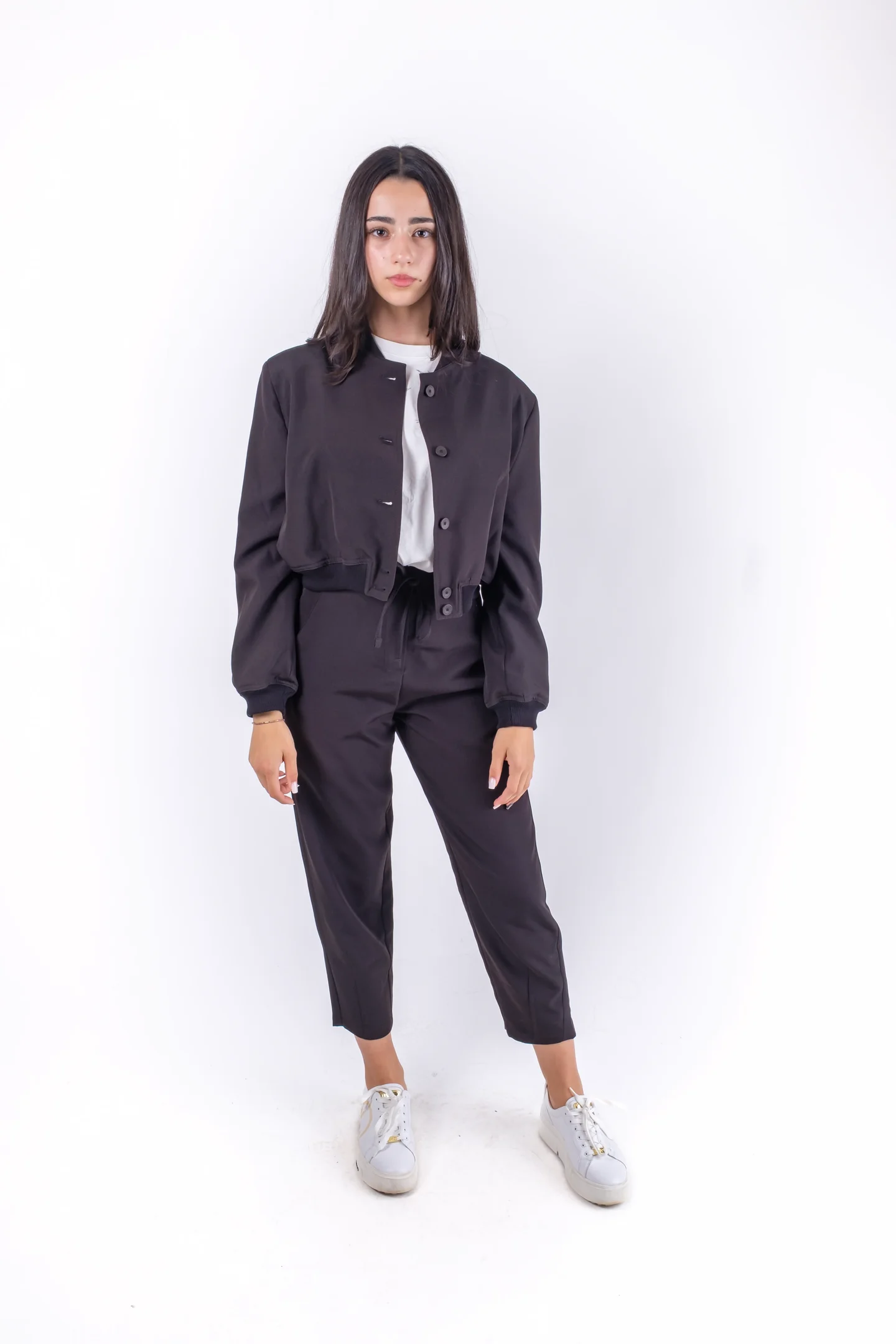 Jacheta dama casual neagra-croiala scurta moderna [3]