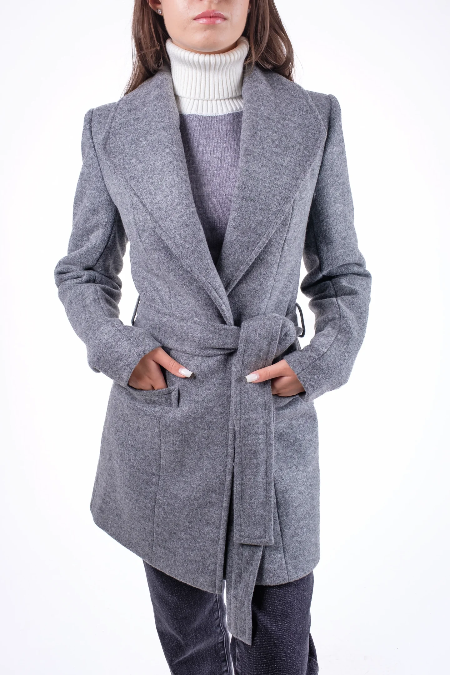 Palton dama elegant cu cordon-model calduros, stil office-casual [3]