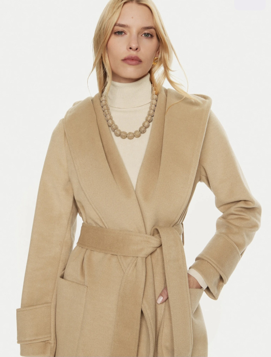 Palton damă petrecut camel elegant cu cordon [4]