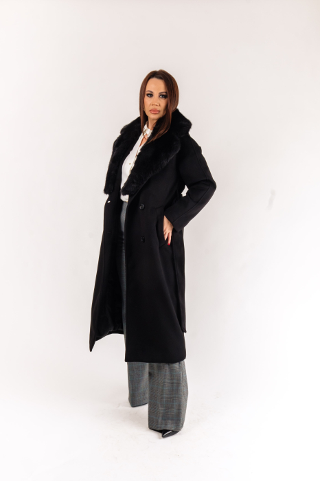Palton elegant dama cu guler din blana [4]