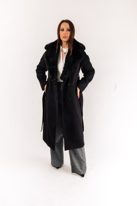 Palton elegant dama cu guler din blana [2]
