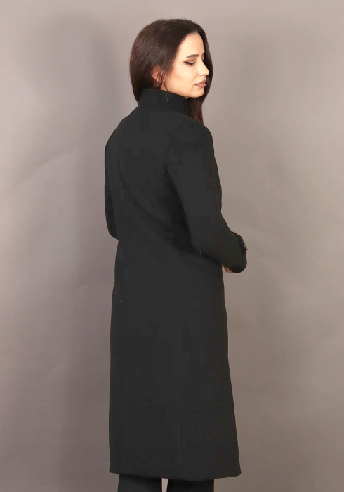Palton negru elegant,usor cambrat cu nasturi decorativi [4]
