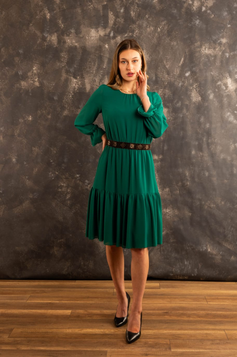 Rochie eleganta ci volane si cordon decorativ [2]