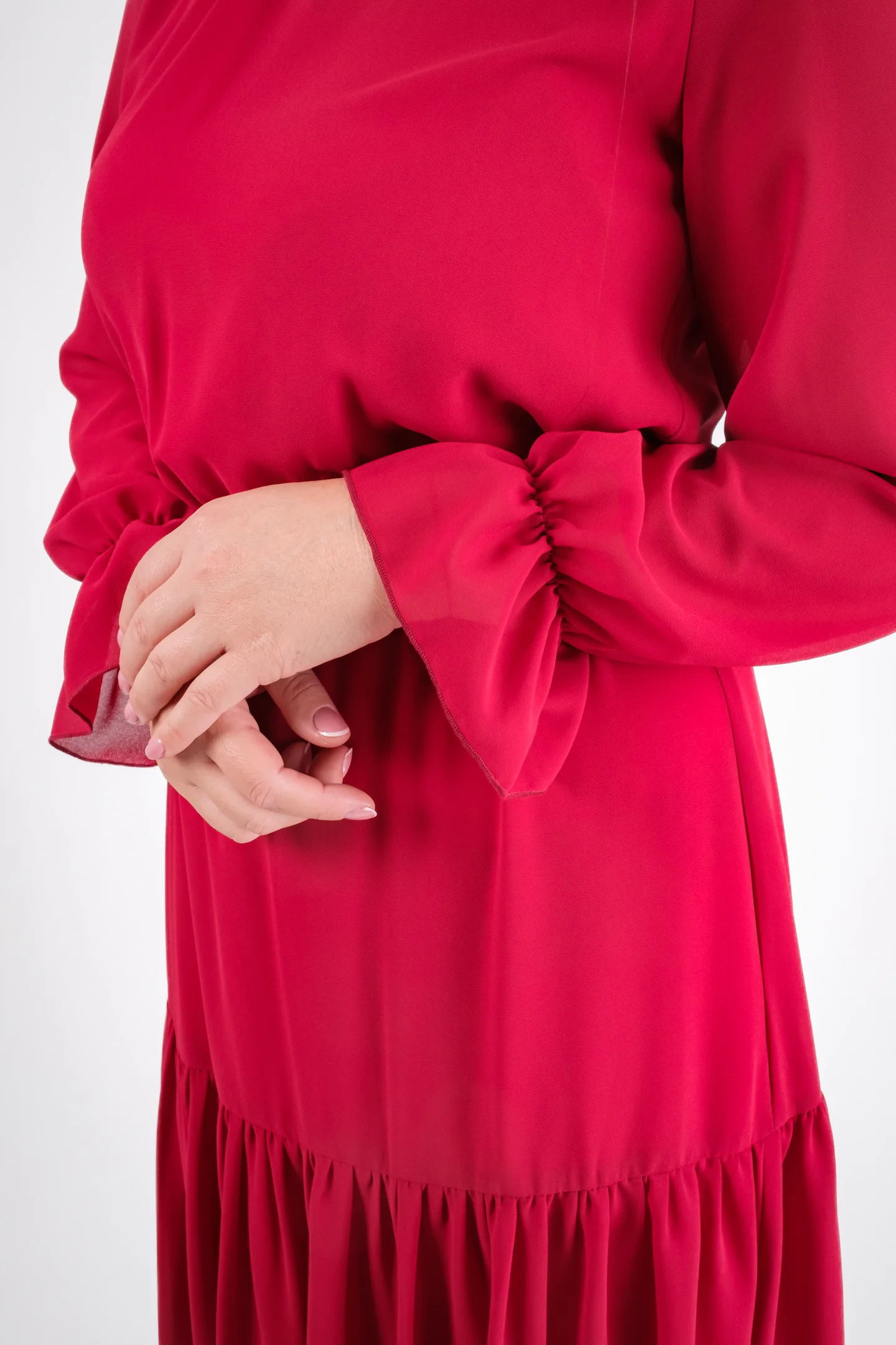 Rochie eleganta ci volane si cordon decorativ [4]