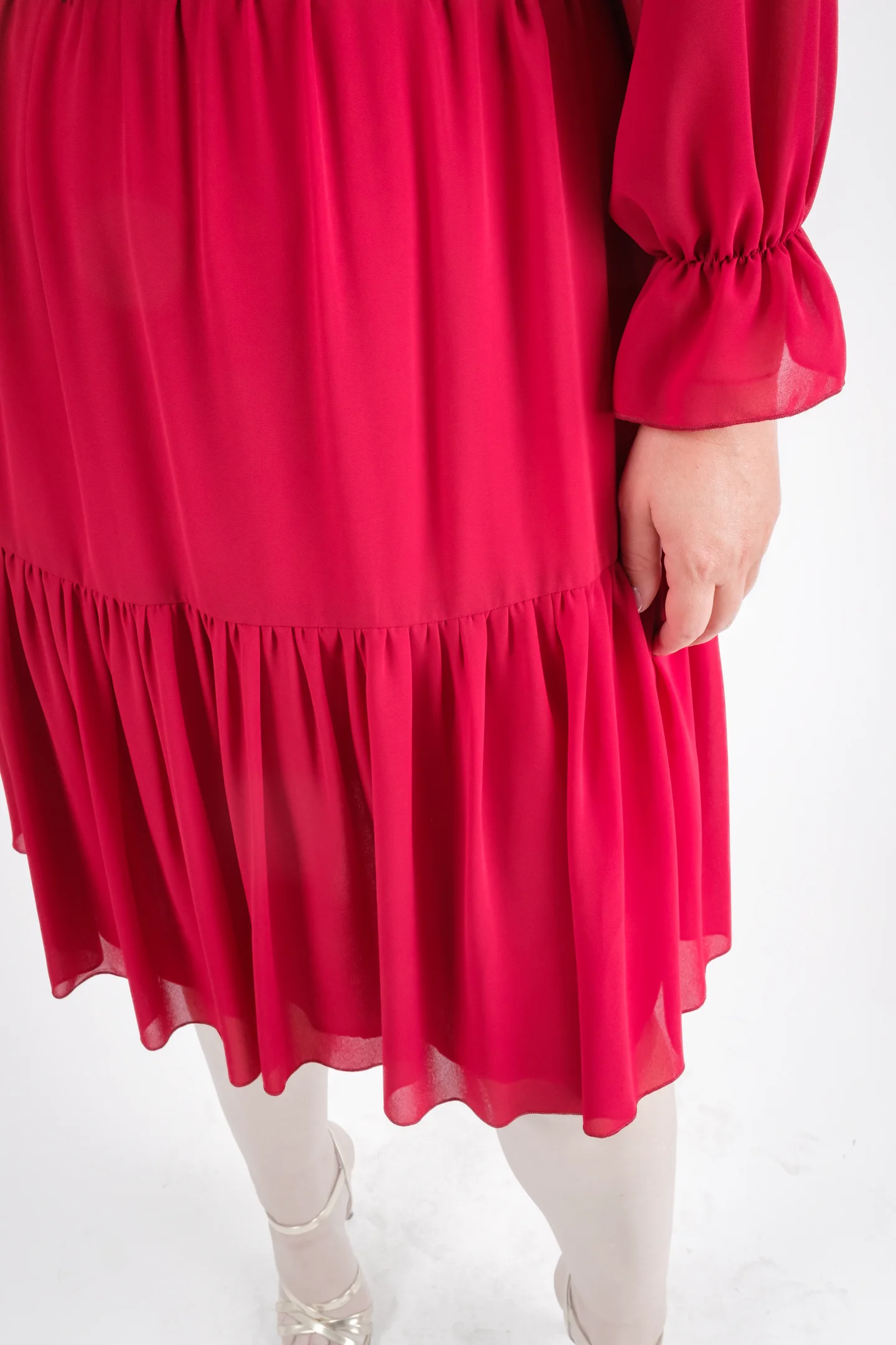 Rochie eleganta ci volane si cordon decorativ [5]