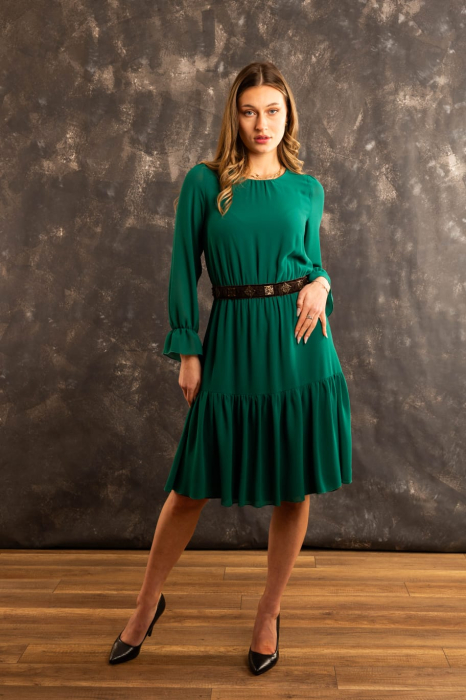 Rochie eleganta ci volane si cordon decorativ [1]