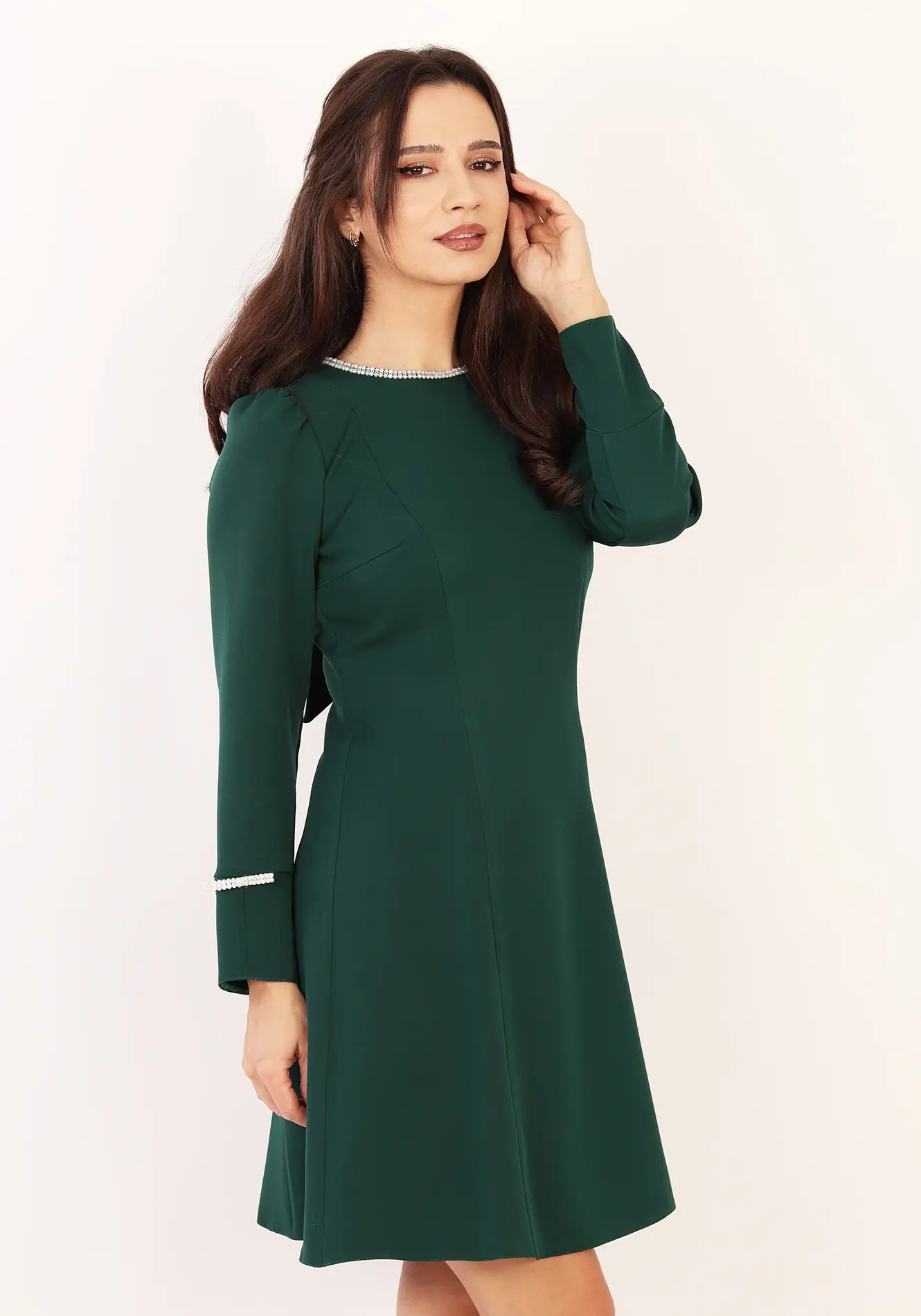 Rochie eleganta midi cu maneca lunga si detalii fine [2]