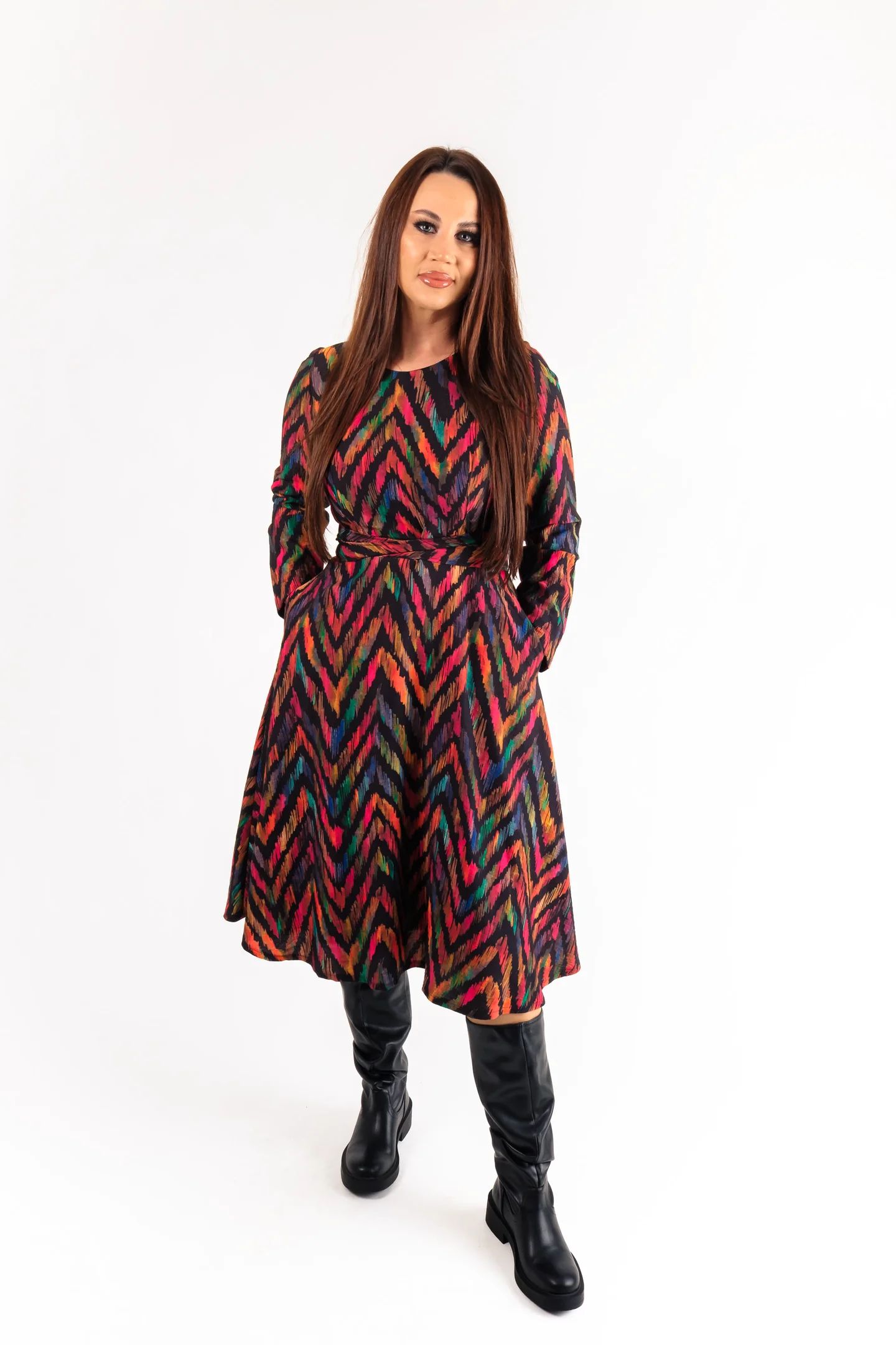 Rochie eleganta multicolora cu imrimeu geometric-ANAIL Fashion [3]