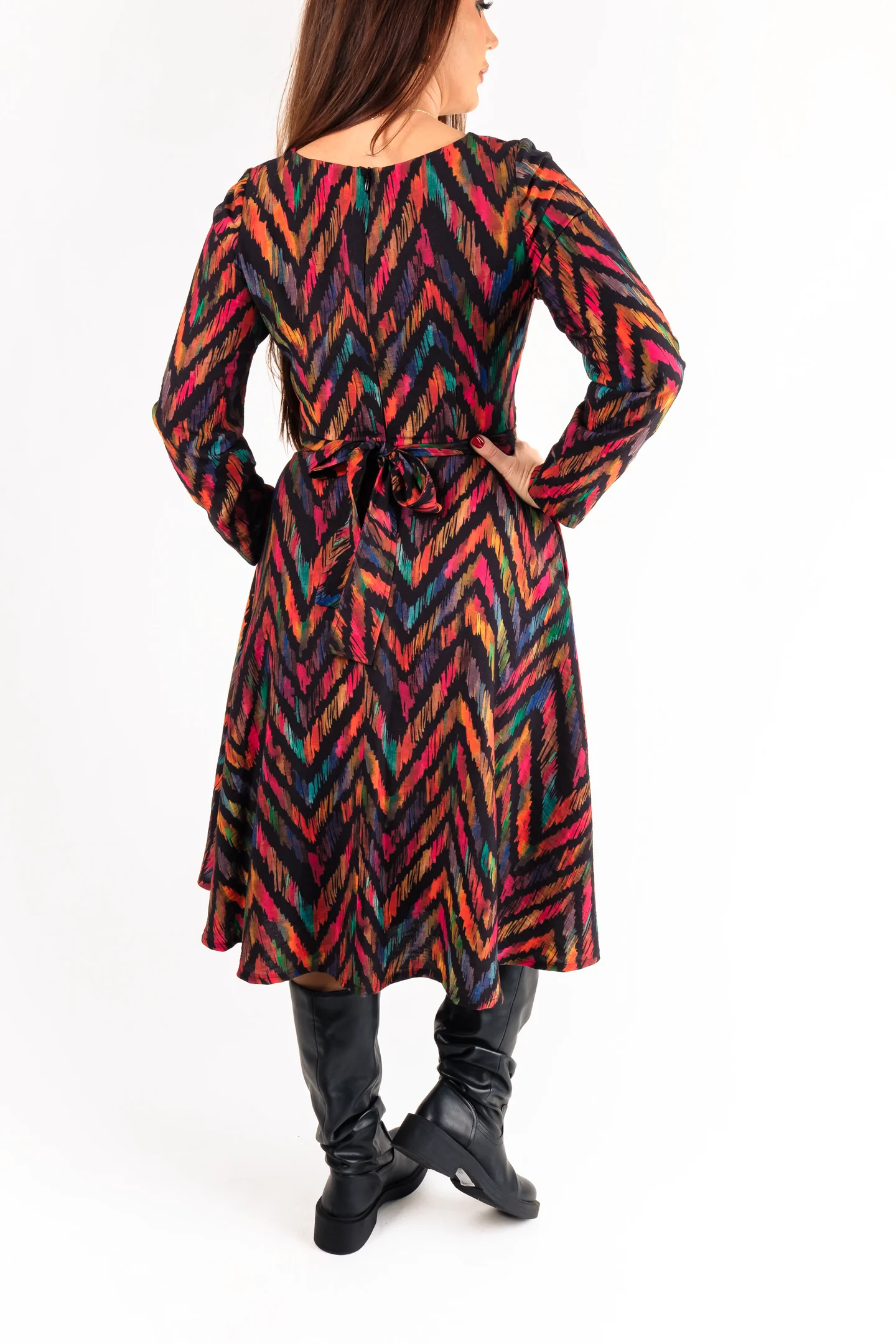 Rochie eleganta multicolora cu imrimeu geometric-ANAIL Fashion [5]