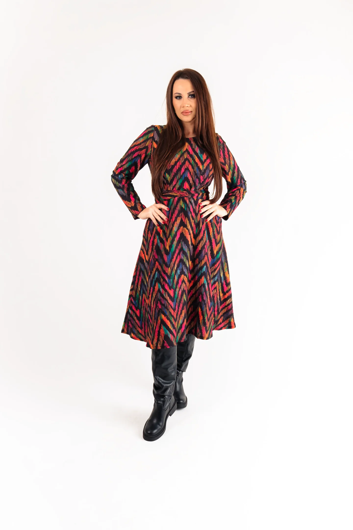 Rochie eleganta multicolora cu imrimeu geometric-ANAIL Fashion [1]