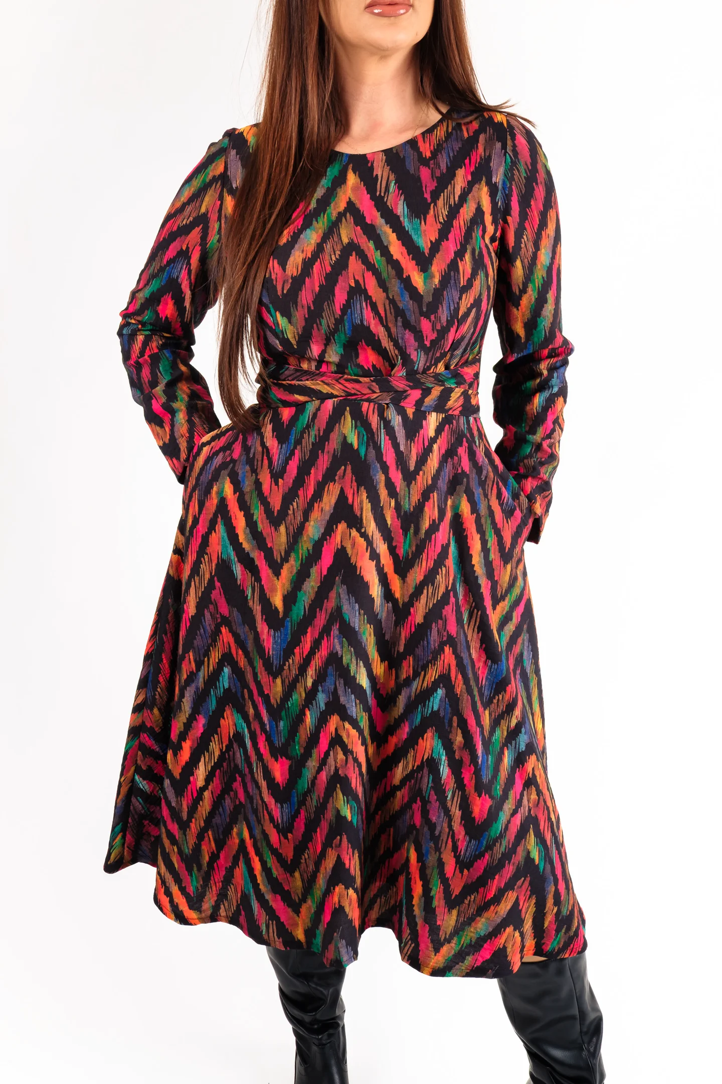 Rochie eleganta multicolora cu imrimeu geometric-ANAIL Fashion [4]