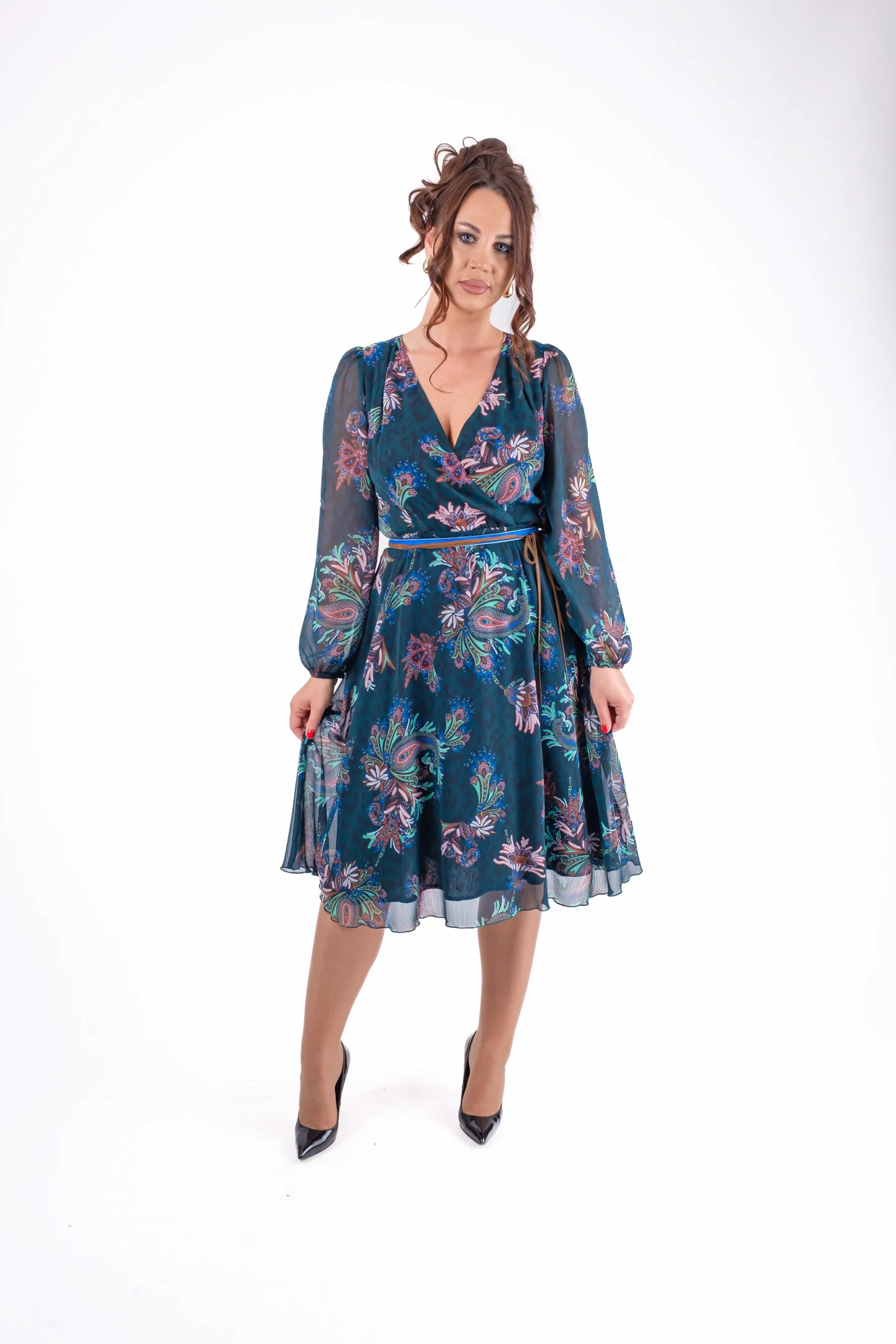 Rochie midi vaporoasa cu imprimei paisley [1]