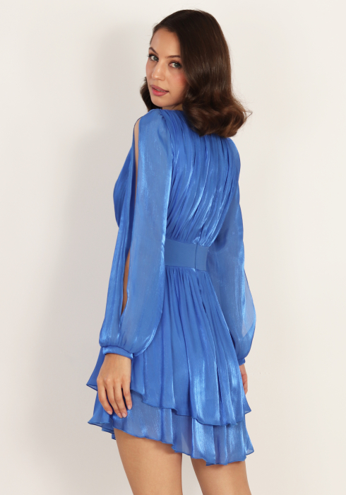 Rochie vaporoasa cu maneci deschise si talie accentuata [10]