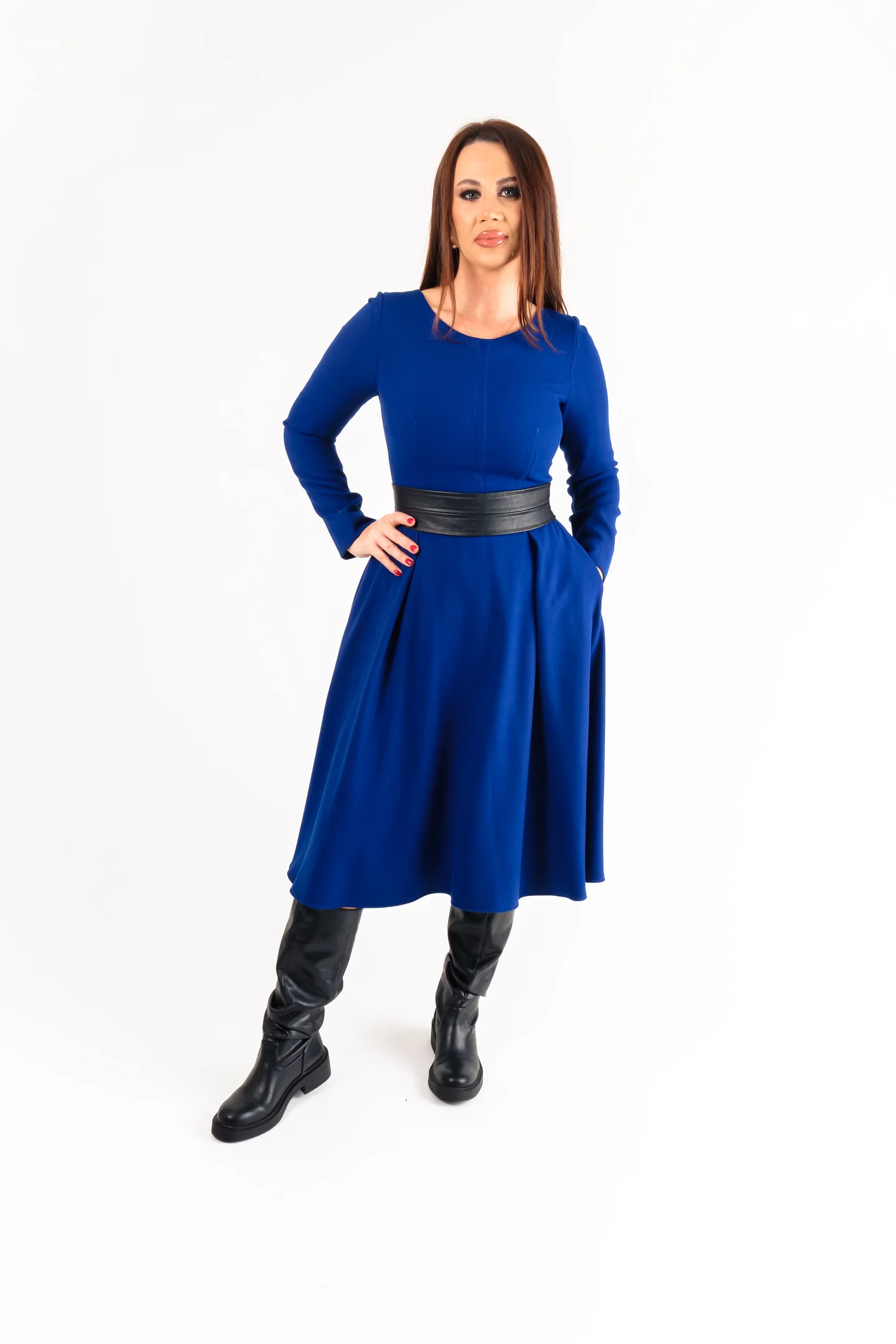 Rocie din jerse cu cordon din ecopiele-model midi,elegant [2]