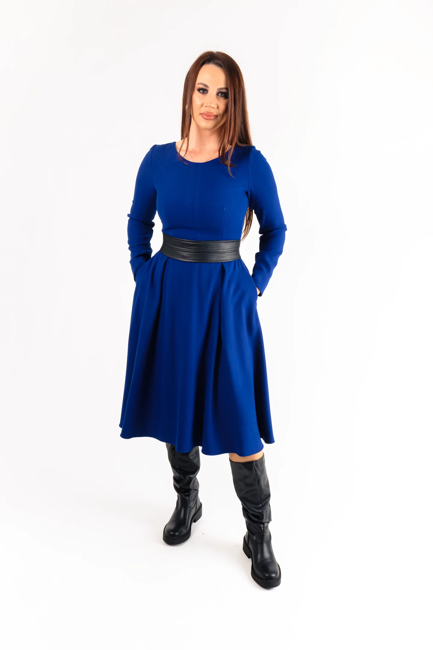 Rocie din jerse cu cordon din ecopiele-model midi,elegant [1]