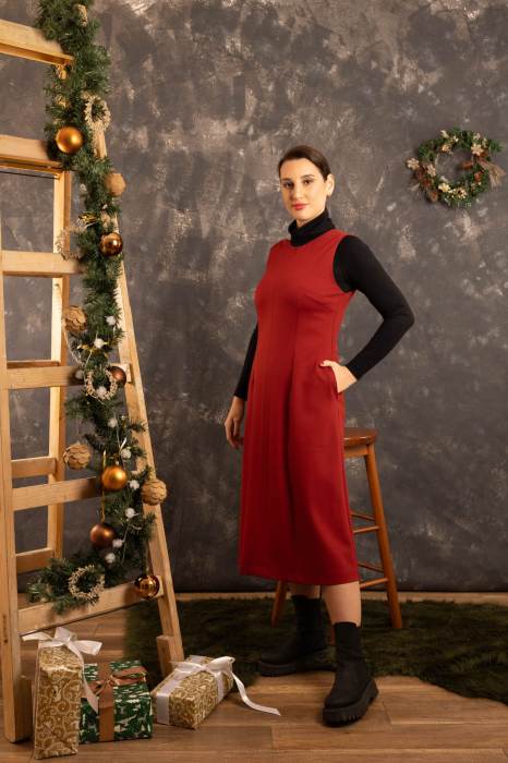 Sarafan midi din stofa ci cordon-elegant si versatil [5]