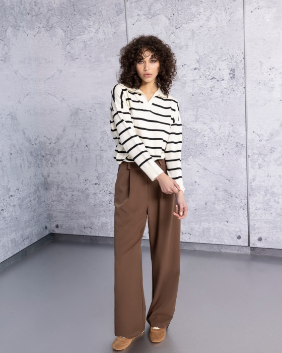 Trening casual maro cu dungi laterale albe [5]