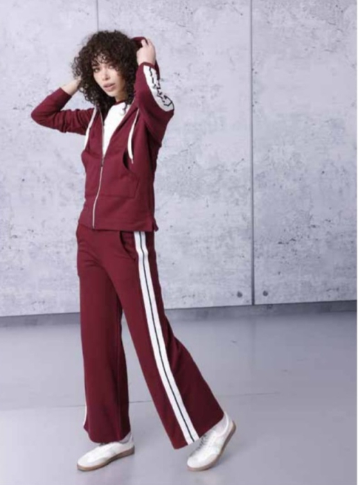 Trening din bumbac cu dungi laterale si hanorac cu fermoar [1]