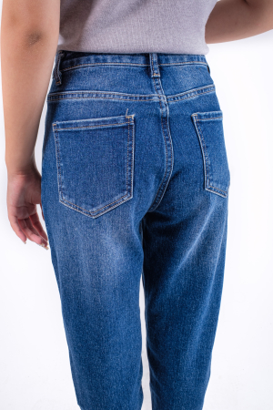 Blugi dama cu talie inalta si pietre aplicate [4]