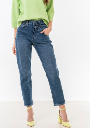 Blugi dama clasici din denim albastru -talie medie ,croiala dreapta [1]