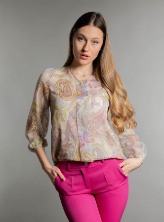 Bluze voal - Bluză elegantă din voal cu imprimeu floral