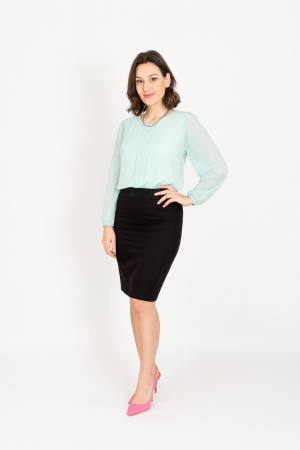 Bluze voal - Bluza eleganta mint cu textura fina si maneci vaporoase
